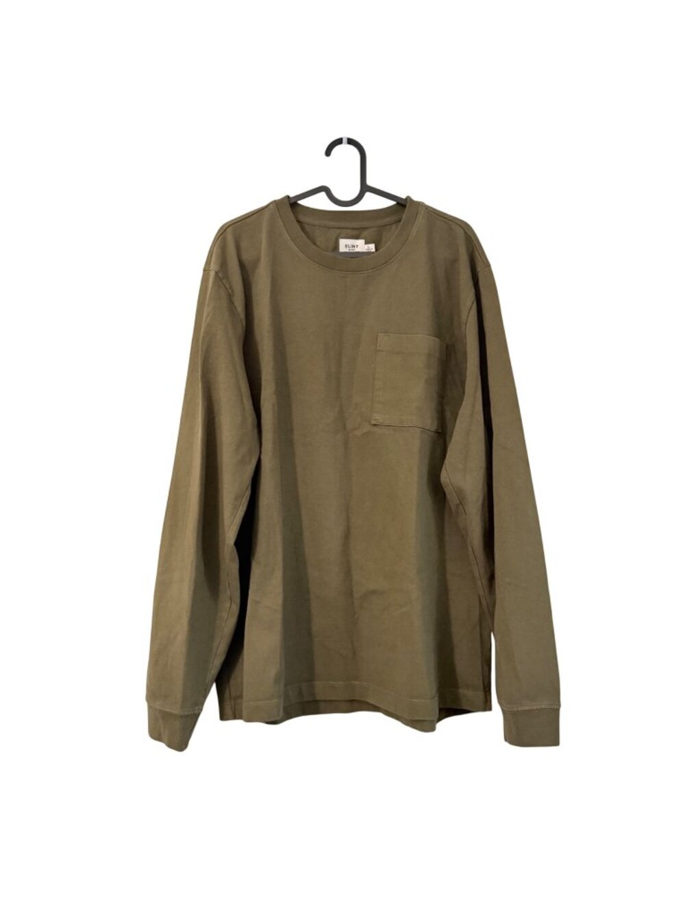Flint Tinder Olive Green Heavyweight Long Sleeve Chest Pocket Tshirt Mens Large